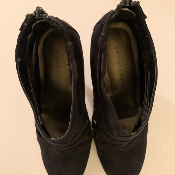 4’ Heel Black Suede Booties 7.5 - Picture 5 of 5